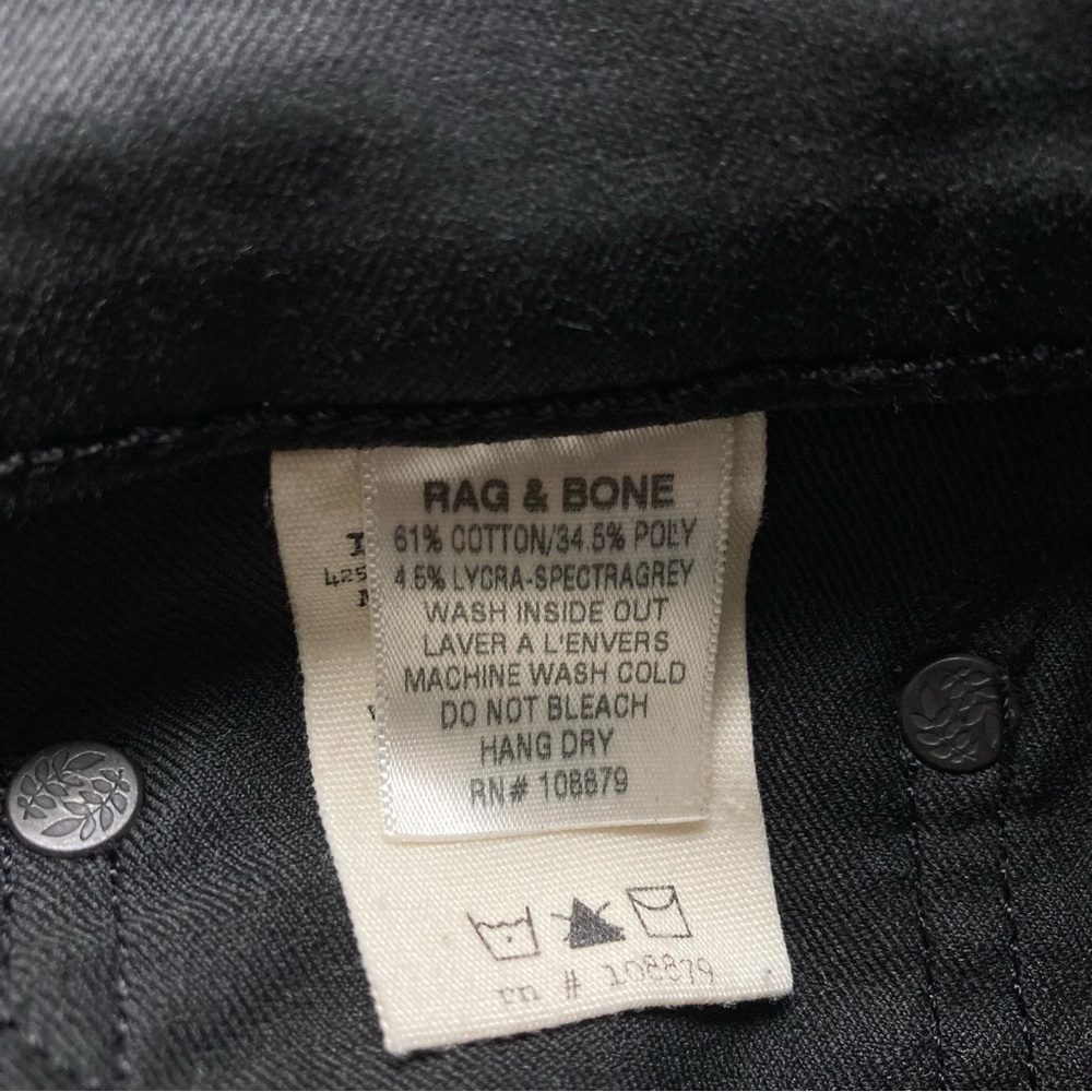 🖤 Rag & Bone Shoreditch Flare Jeans Black Coated Denim Size 29 Premium Quality - Picture 9 of 11